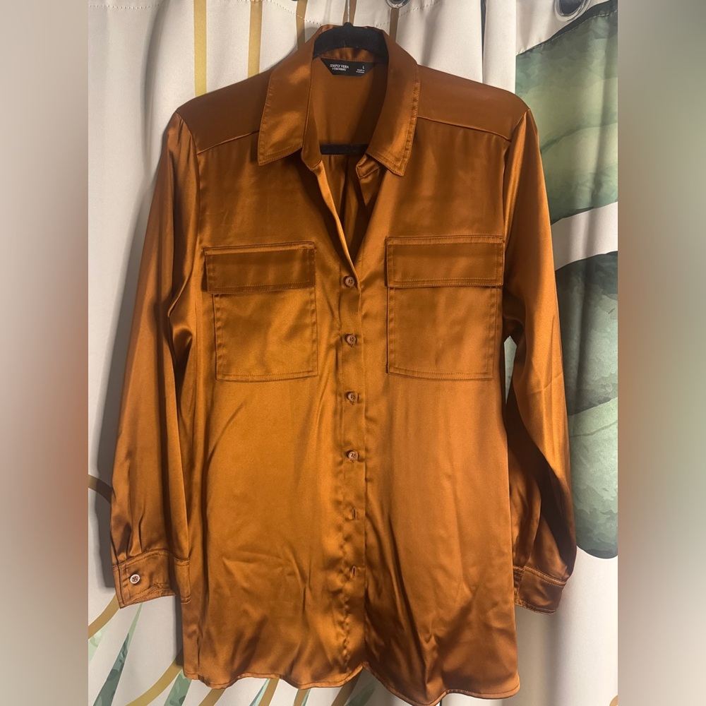 Vera Wang Copper Button Down Shirt
